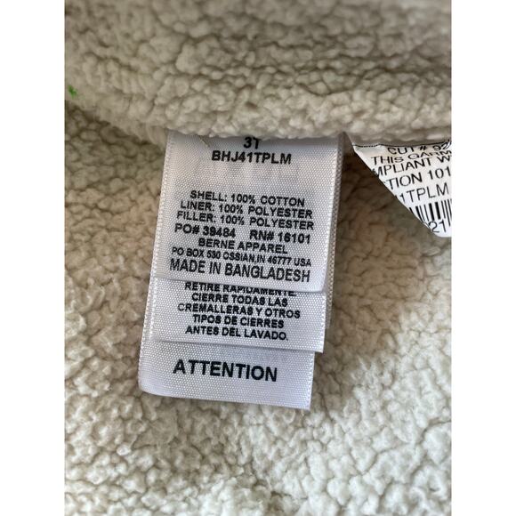 Berne Toddler Softstone Duck canvas jacket Sherpa-Lined Hooded Coat purple 3T - Picture 4 of 7